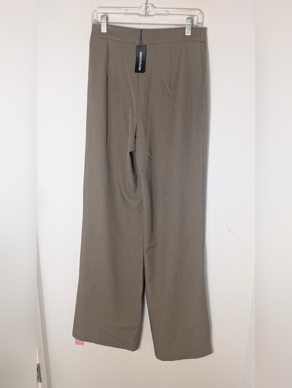 Pretty Little Thing Tall Mushroom Mid Rise Tailored Wide Leg Trousers Sz 4 T New - Picture 7 of 14